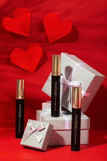 Free Valentines Day Still Life With Lipstick Mockup Psd