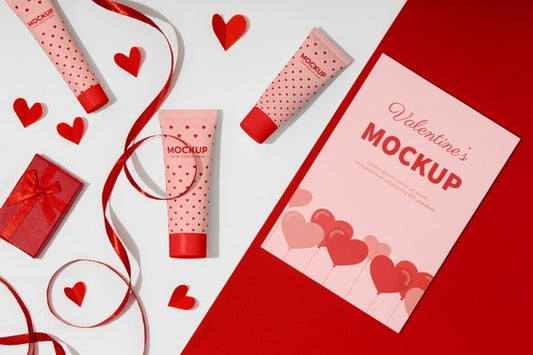 Free Valentines Day Still Life With Makeup Mockup Psd