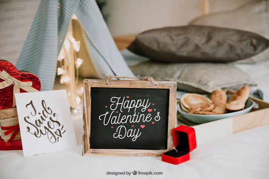 Free Valentines Frame And Elements Mockup Psd