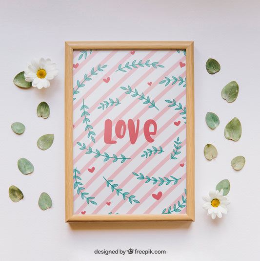 Free Valentines Frame And Elements Mockup Psd