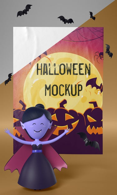 Free Vampire Next To Halloween Card Psd