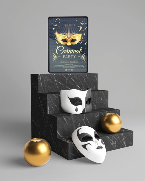Free Variety Carnival Masks On Stairs Psd