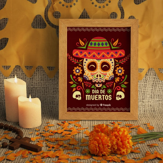 Free Variety Of Colours And Designs For Dia De Muertos Mock-Ups Psd