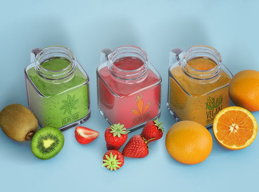 Free Variety Of Smoothies In Glasses Bottles Psd