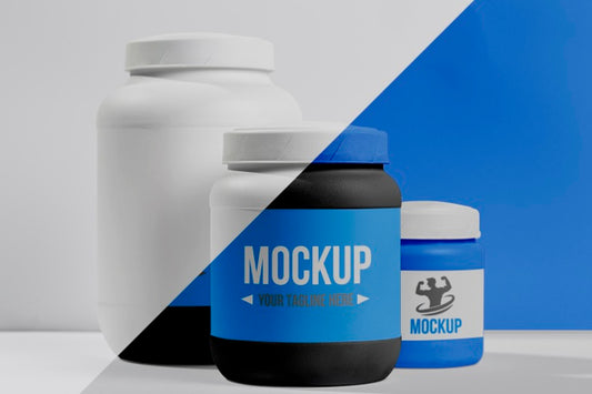 Free Various Blue Fitness Protein Powder And Pills Psd