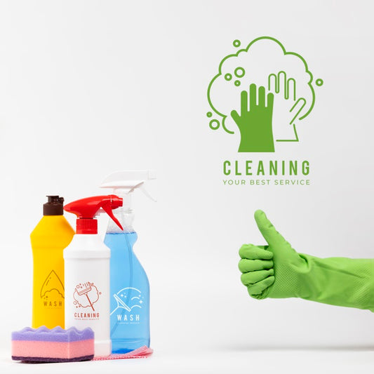 Free Various House Cleaning Products Thumbs Up Gesture Psd
