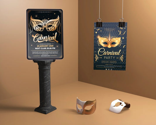 Free Various Mock-Up Designs For Carnival Mask Party Psd