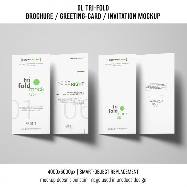 Free Various Trifold Brochure Or Invitation Mockups Psd