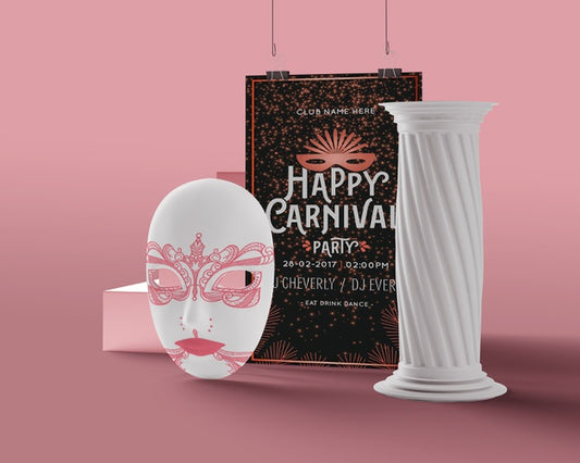 Free Vase And Mask For Carnival Mock-Up Psd