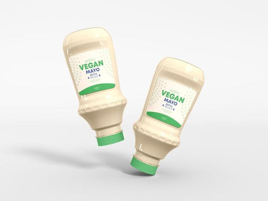Free Vegan Mayo Glass Bottle Packaging Mockup Psd