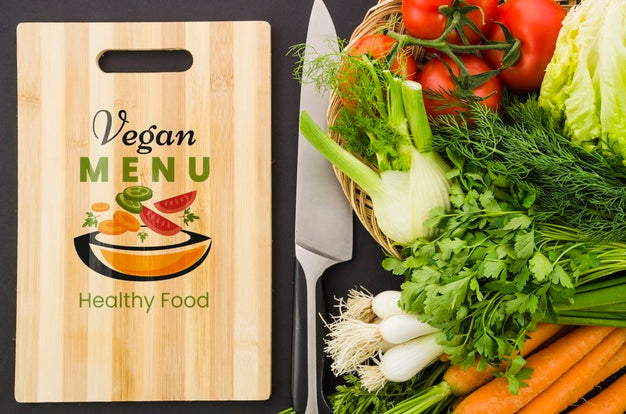 Free Vegan Menu With Fresh Vegetables Psd