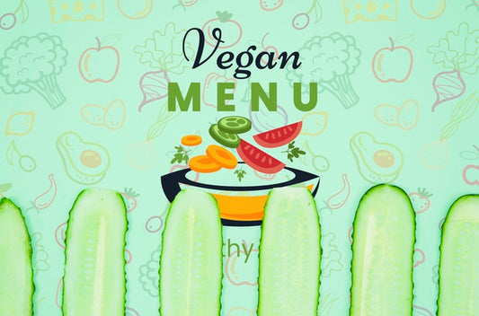 Free Vegan Menu With Organic Cucumber Psd