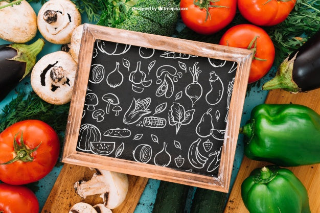 Free Vegetarian And Slate Mockup Psd