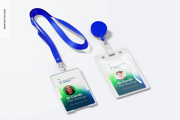 Free Vertical Id Cards Mockup Psd
