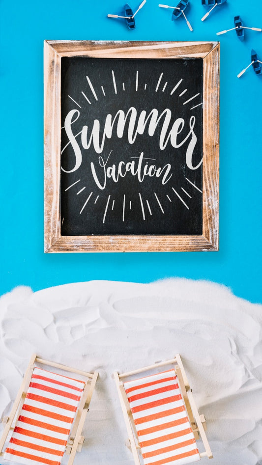 Free Vertical Slate Mockup With Beach Concept Psd