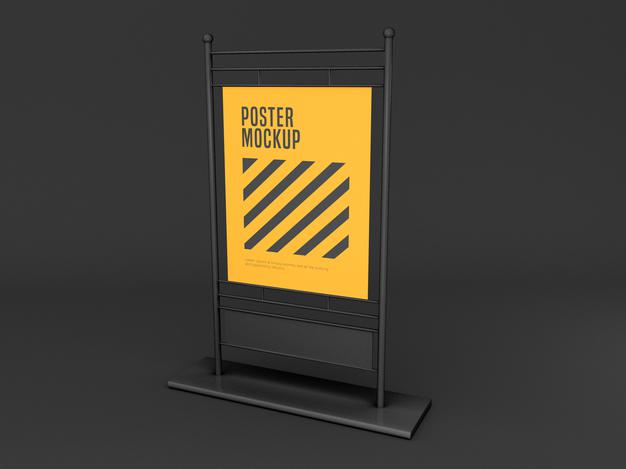 Free Vertical Stand Poster Mockup Psd