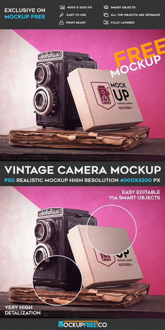 Free Vintage Camera – Psd Mockup