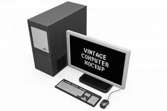 Free Vintage Computer Mock-Up Isolated Psd