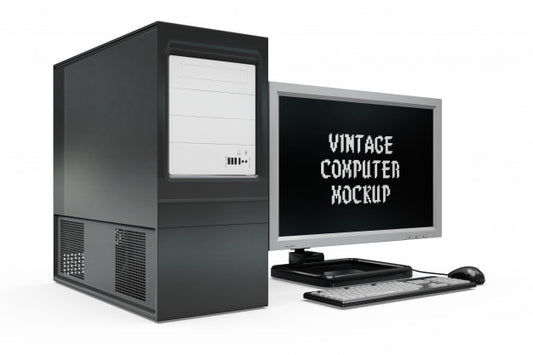 Free Vintage Computer Mock-Up Isolated Psd