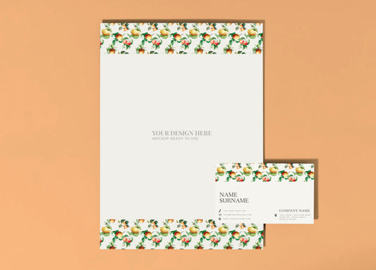 Free Vintage Fruits Poster And Business Card Mockup Psd