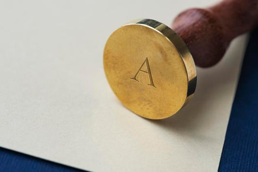 Free Vintage Gold Wax Seal Stamp With A Wooden Handle Psd