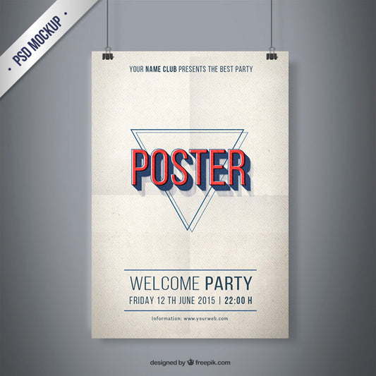 Free Vintage Party Poster Mockup Psd