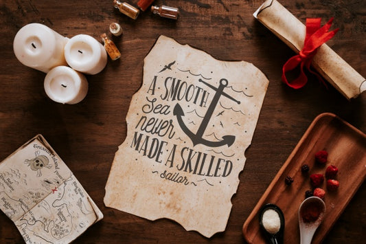 Free Vintage Sailing Concept With Spices And Page Psd
