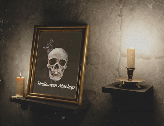 Free Vintage Wall Texture With Candles And Frame Psd