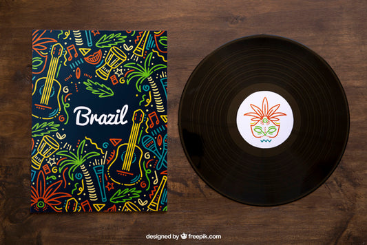 Free Vinyl And Colorful Cover Mockup Psd