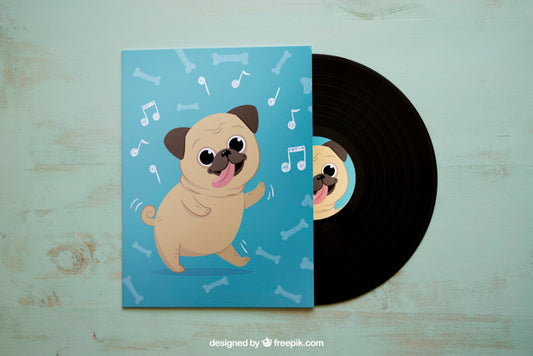Free Vinyl Mockup With Dog Design Psd