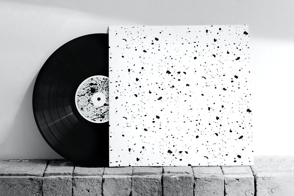 Free Vinyl Record Cover Mockup Psd With Ink Brush Pattern