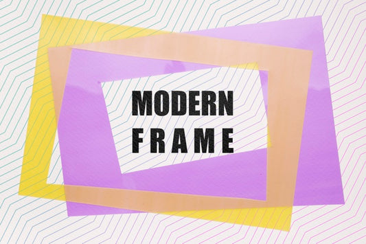 Free Violet And Yellow Modern Frames Mock-Up Psd