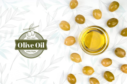 Free Virgin Olive Oil Surrounded By Olives Psd