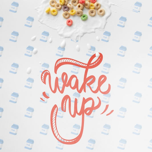 Free Wake Up Message Beside Cereals Spread On Table Psd