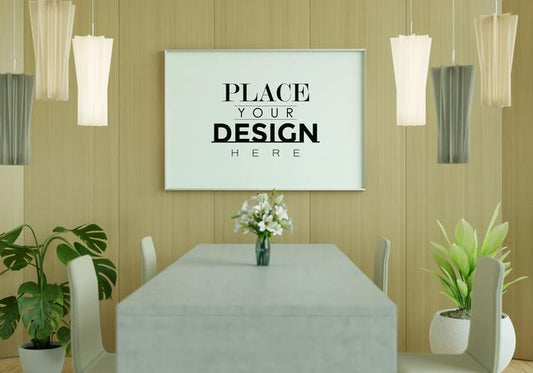 Free Wall Art Canvas Or Picture Frame In Dining Room Mockup Psd