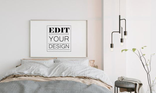 Free Wall Art Canvas Or Picture Frame Mockup Interior In A Bedroom Psd