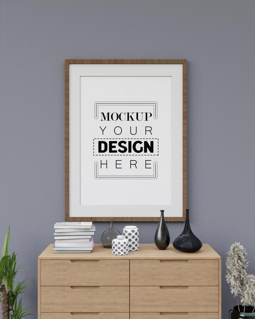 Free Wall Art Mockup, Canvas Frame In Living Room Psd