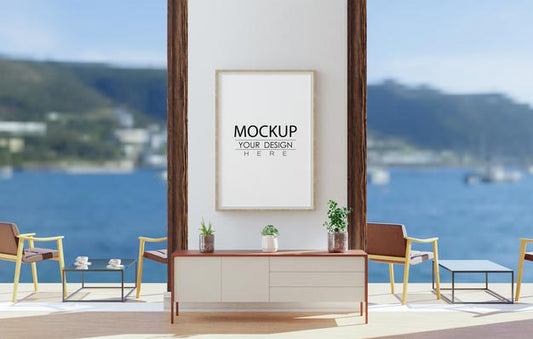Free Wall Art Mockup, Canvas Frame In Living Room Psd