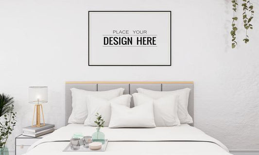 Free Wall Art Or Picture Frame In Bedroom Mockup Psd
