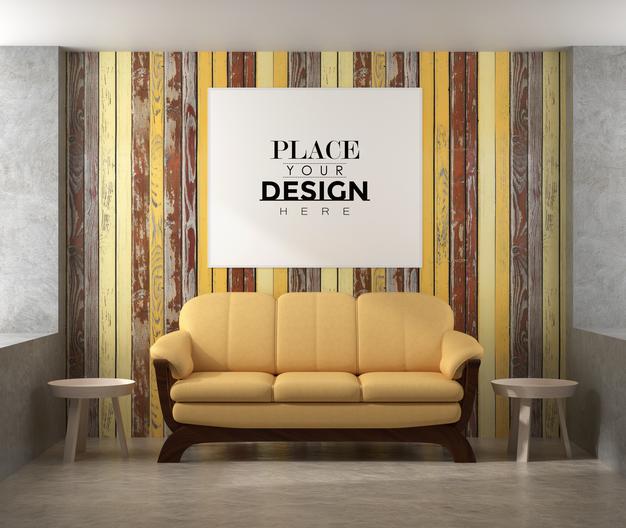 Free Wall Art Or Picture Frame In Living Room Mockup Psd