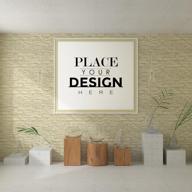 Free Wall Art Or Picture Frame In Living Room Mockup Psd