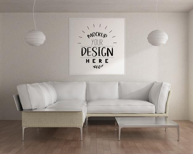 Free Wall Art Or Picture Frame In Living Room Mockup Psd