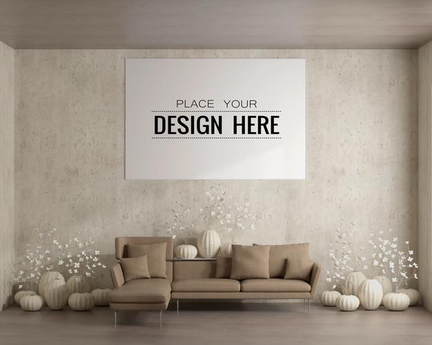 Free Wall Art Or Picture Frame In Living Room Mockup Psd