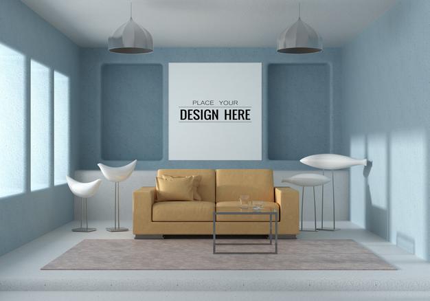 Free Wall Art Or Picture Frame In Living Room Mockup Psd