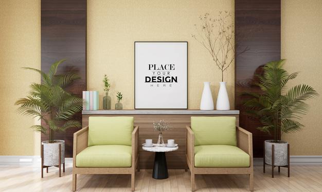 Free Wall Art Or Picture Frame In Living Room Mockup Psd