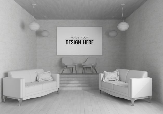 Free Wall Art Or Picture Frame In Living Room Mockup Psd