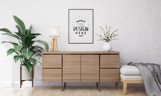 Free Wall Art Or Picture Frame In Living Room Mockup Psd