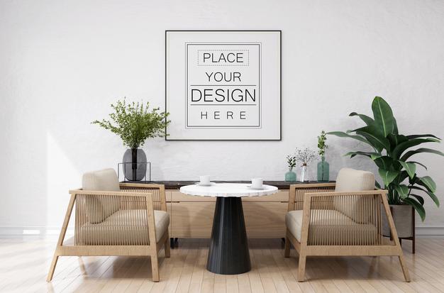 Free Wall Art Or Picture Frame In Living Room Mockup Psd