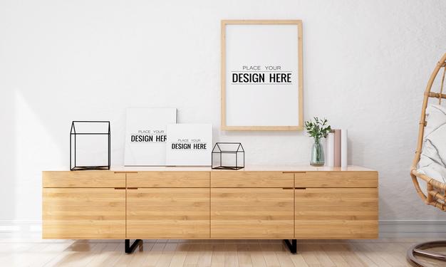 Free Wall Art Or Picture Frame In Living Room Mockup Psd