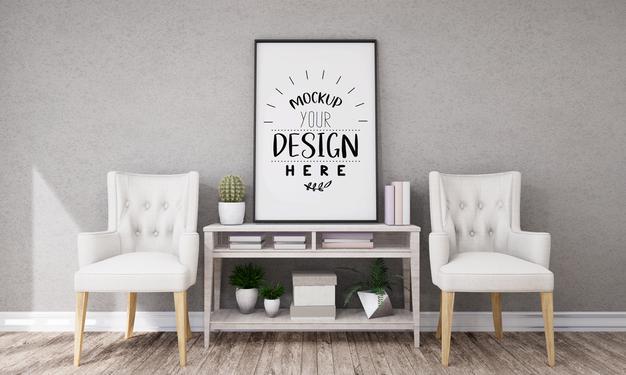 Free Wall Art Or Picture Frame In Living Room Mockup Psd